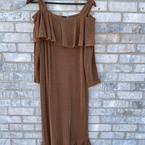 Ladies new Slinky Brand chocolate brown peek a boo dress size medium‎